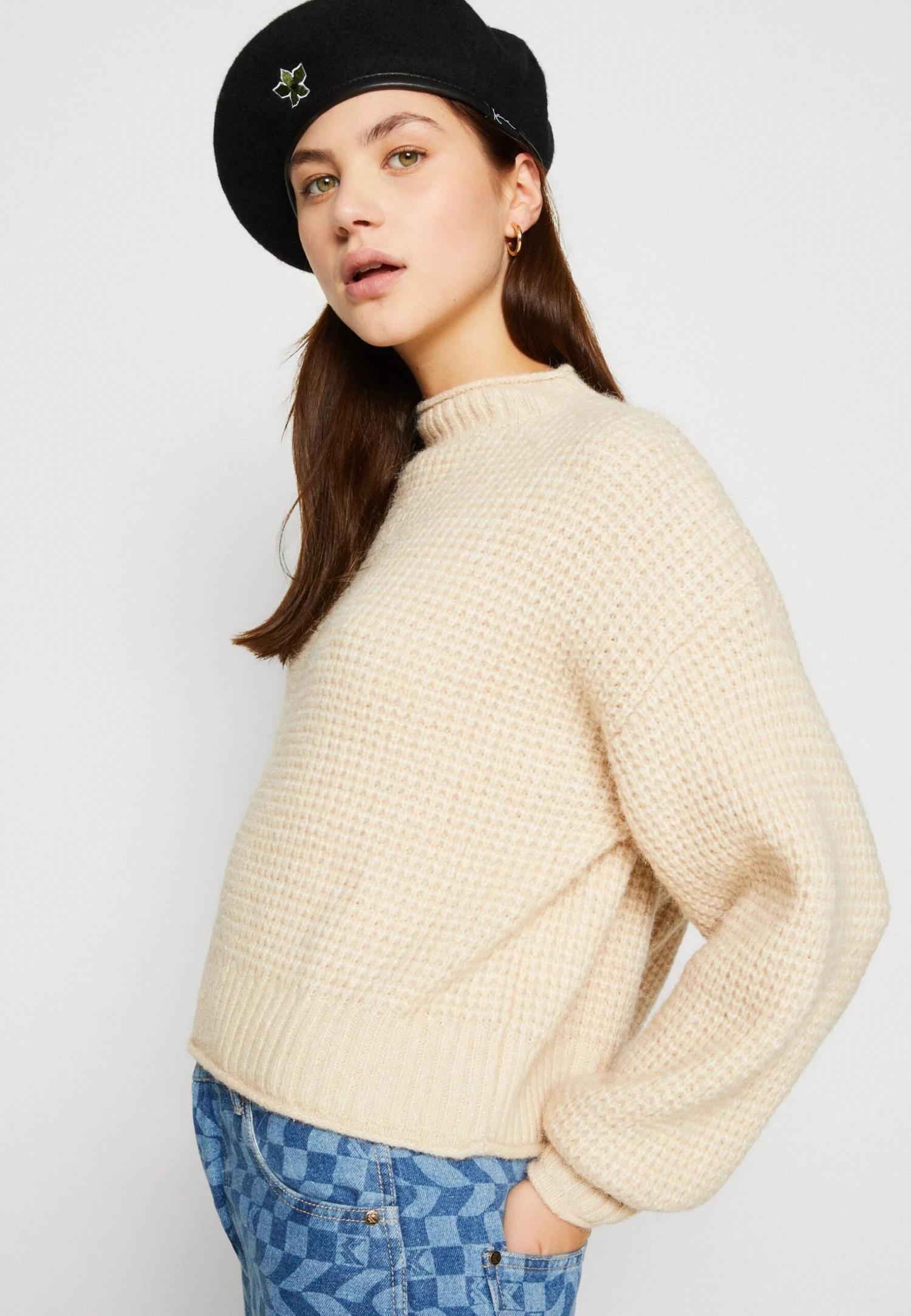 Even&Odd Moss Stitch Jumper - Trui - Sand 6 Even&Odd Moss Stitch Jumper - Trui - Sand - Afbeelding 4
