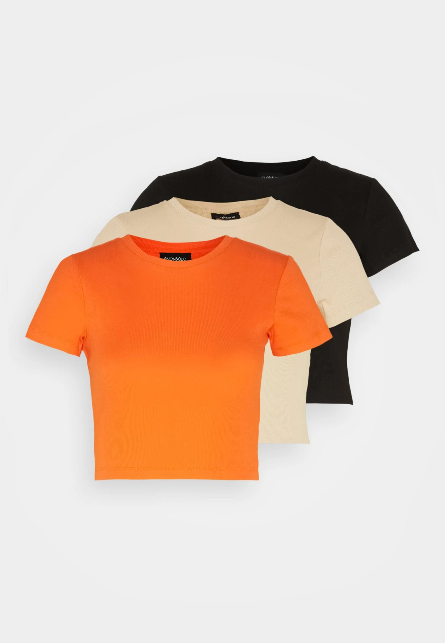 Even&Odd 3 Pack - T-Shirt Basic - Beige/Black/Orange 9 Even&Odd 3 Pack - T-Shirt Basic - Beige/Black/Orange - Afbeelding 7