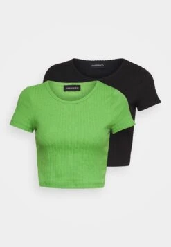 2 Pack - T-Shirt Basic - Black/Green -Even&Odd 14ad0b311eae4479840ef3c1a8e86cd4