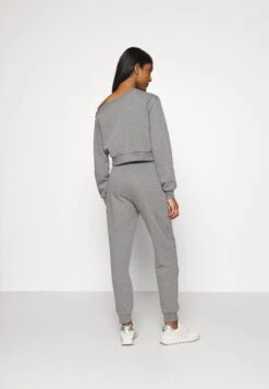 Even&Odd Off Shoulder&Jogger Set - Sweater - Mottled Grey -Even&Odd 36c41b8f7f2d4d87a7288a52efe8a6bf