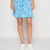 Even&Odd Mini Skirt With Volant - A-Lijn Rok - Light Blue/White