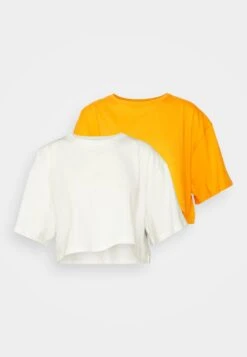 Ultra Crop Tee 2Pack - T-Shirt Basic - White/Orange -Even&Odd 5ad54ddd5c6844478fef39e643514f69