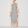 Even&Odd Perkin Neck Midi Bodycon Dress - Jerseyjurk - Mottled Grey