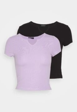 Even&Odd 2 Pack - T-Shirt Basic - Black/Purple -Even&Odd 6d7d2953f2954ba68e99263bf0da4095