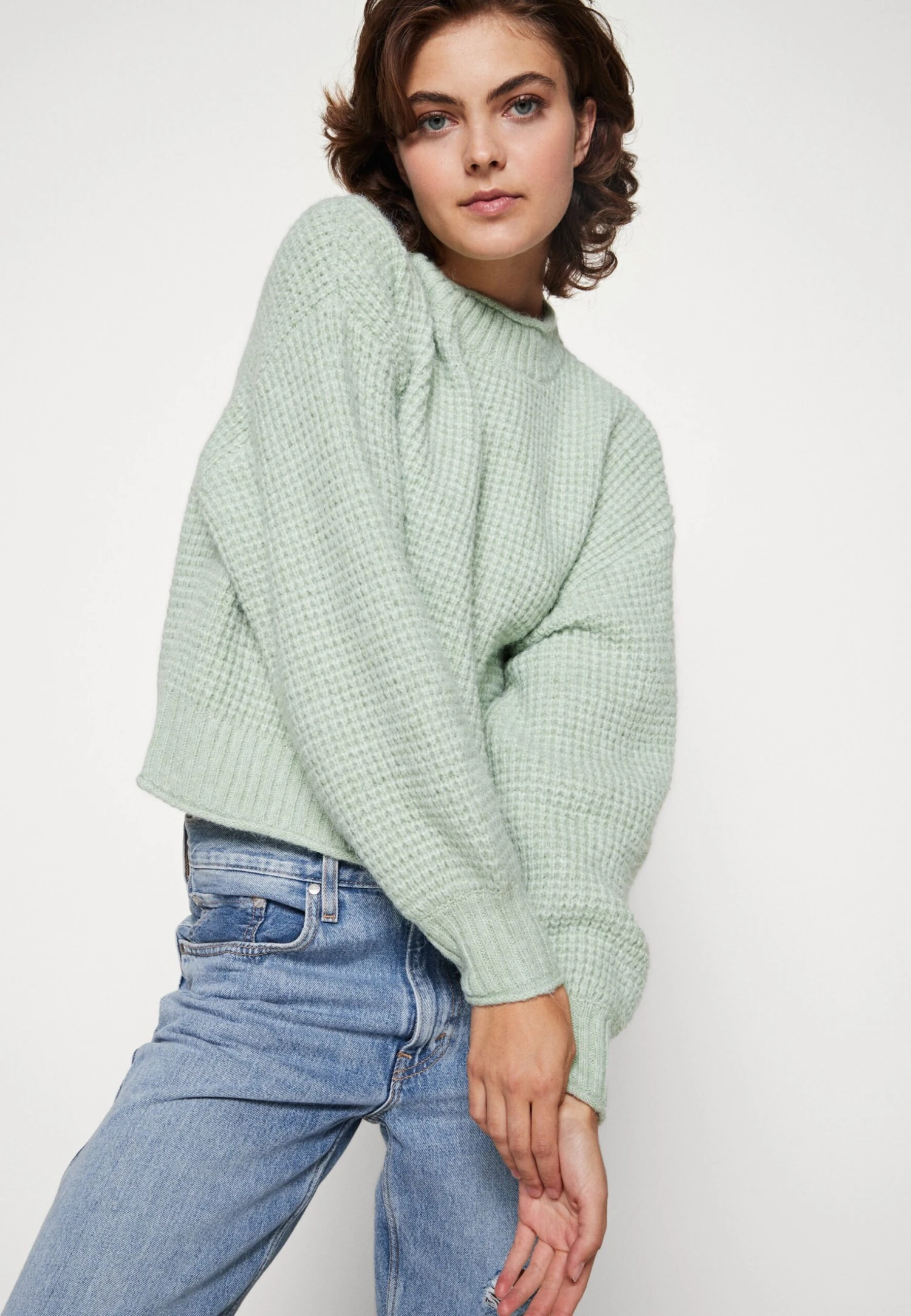 Even&Odd Moss Stitch Jumper - Trui - Light Green 7 Even&Odd Moss Stitch Jumper - Trui - Light Green - Afbeelding 5