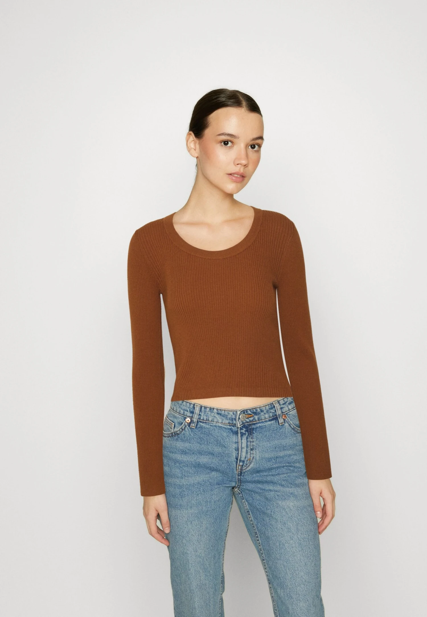 Even&Odd Flared Sleeve - Trui - Brown 3 Even&Odd Flared Sleeve - Trui - Brown