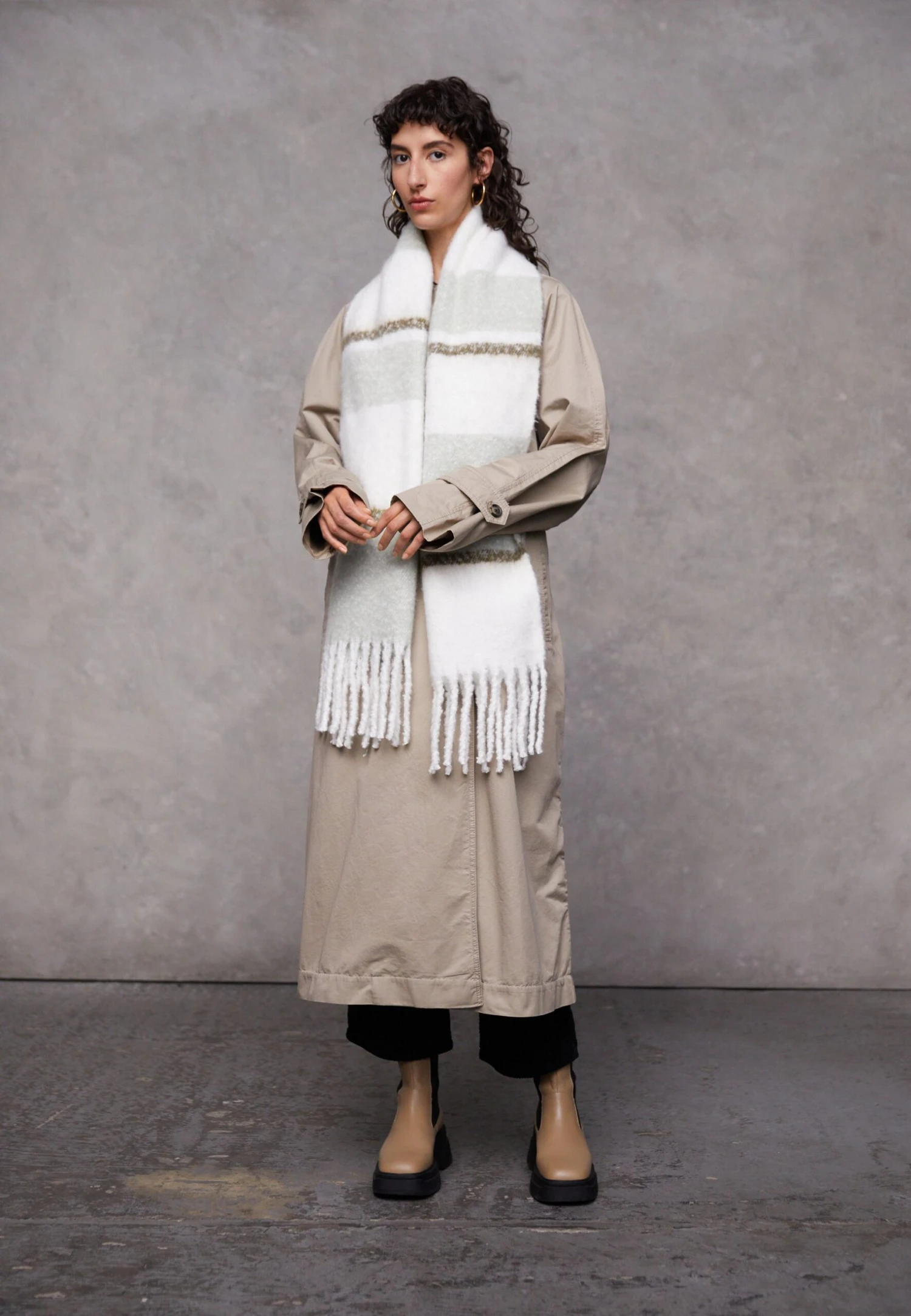 Even&Odd Sjaal - Green/White 4 Even&Odd Sjaal - Green/White - Afbeelding 2