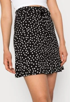 Even&Odd Mini Skirt With Volant - A-Lijn Rok - Black/White -Even&Odd 9ba35dcb9be24a42bccacceed7112c01