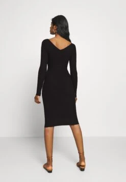 V Ausschnitt Ripp Mini Bodycon Strickkleid - Etui-Jurk - Black -Even&Odd 9c1e4c4779234b62b2c91f975c267604