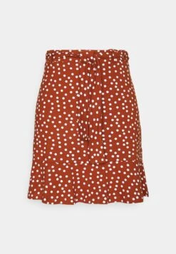 Even&Odd Mini Skirt With Volant - A-Lijn Rok - Brown/White -Even&Odd eccf33f5c38649bf89100d9c33a2164b